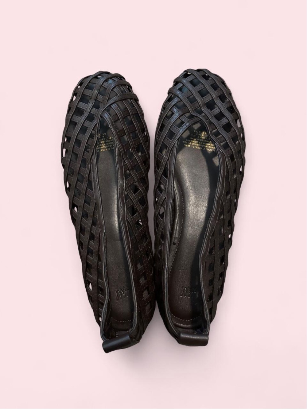 H&M Black Woven Slip-On Ballet Flats